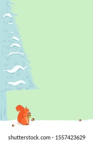 A squirrel holding a gift box for christmas.Vector illustration