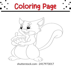 squirrel holding nut coloring page