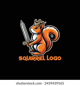 squirrel holding a sword, suitable for team logos, squads, gamer logos, squirrel lovers, war and dangerous 