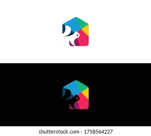Squirrel home logo design vector