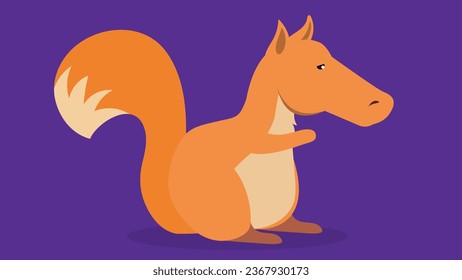 Squirrel with a horse's head. Vector illustration in flat style on a purple background.