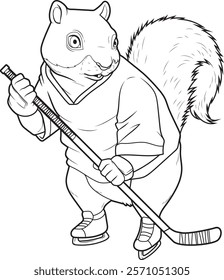 Squirrel Ice hockey Ice hockey stick Animal Vector Graphic Art Illustration