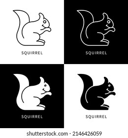 Squirrel Icon Cartoon. Animal Autumn Character Symbol Vector Logo