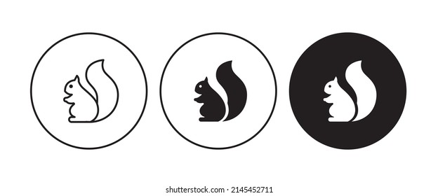 Squirrel icon editable stroke line . Template design. Cute animal silhouette, vector design element. Vector set. Nature concept.