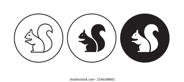 Squirrel icon editable stroke line . Template design. Cute animal silhouette, vector design element. Vector set. Nature concept.