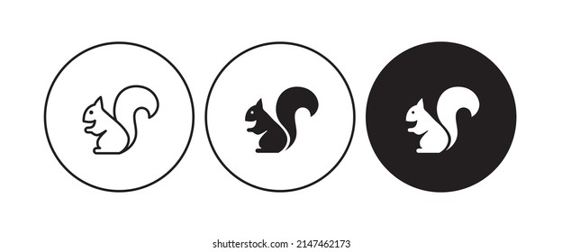 Squirrel icon editable stroke line . Template design. Cute animal silhouette, vector design element. Vector set. Nature concept.