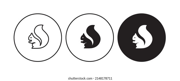 Squirrel icon editable stroke line . Template design. Cute animal silhouette, vector design element. Vector set. Nature concept.