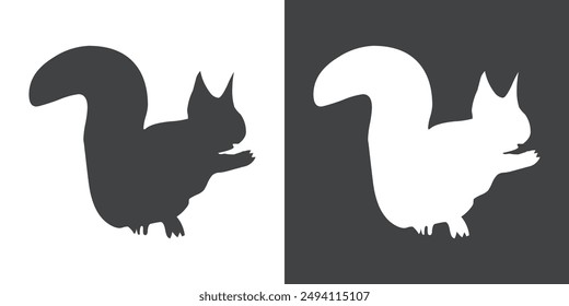 Icono de ardilla Conjunto plano en color blanco y negro contorno Vector
