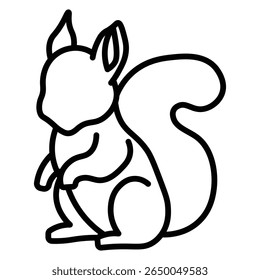 squirrel icon flat thin outline art logo