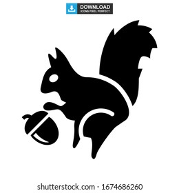 símbolo de signo aislado icono o logotipo de ardilla ilustración vectorial - iconos vectoriales de estilo negro de alta calidad
