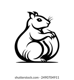 Squirrel icon or modern line symbol. Vector line art and icon design with bold outline. Black and white Pixel Perfect minimalistic symbol isolated white background. Silhouette simple thin sign