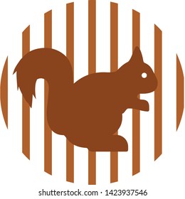 Squirrel icon on circle background. Vector illustration.