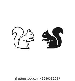 Squirrel Icon Set negro blanco