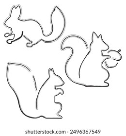 squirrel icon set, brush strokes on a white background. Vector illustration.