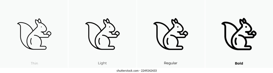 squirrel icon. Thin, Light Regular And Bold style design isolated on white background
