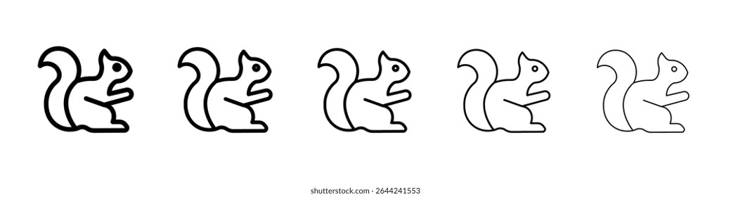 squirrel icon thin outline logo mark set