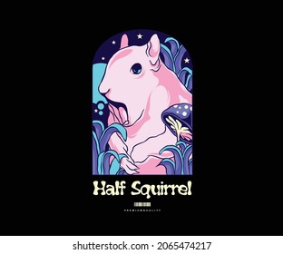 squirrel illustration from another planet for t shirt design