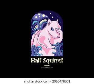 squirrel illustration from another planet for t shirt design