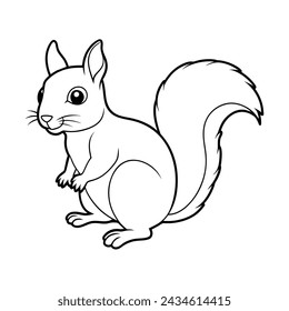 Squirrel illustration coloring page for kids