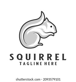 Squirrel illustration design logo sitting