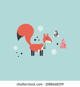 Squirrel illustration. Forest animal. Vector illustration in a flat style