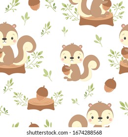 squirrel illustration in seamless pattern for personal project, background, invitation, wallpaper and many more