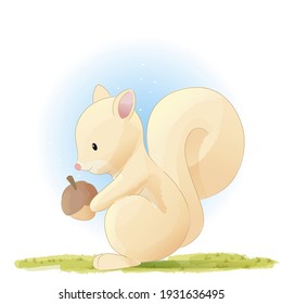 squirrel illustration, watercolor animals Isolated on white background, for cover book, print, baby shower, nursery decorations, birthday invitations, poster, greeting card