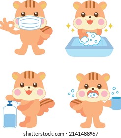 Squirrel infection control cute illustration