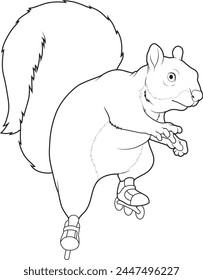 Squirrel Inline skating Roller skates Sports Animal Vector Graphic Art Illustration