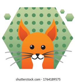 Squirrel inside hexagon. Vector illustration