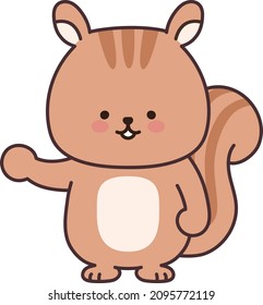 Squirrel introduces something. Vector illustration isolated on a white background.