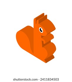 Squirrel Isometric isolated. bun tree-dwelling rodent with a bushy tail