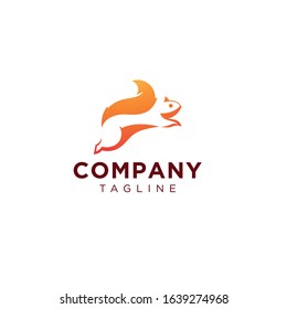 Squirrel jumping logo design vector
