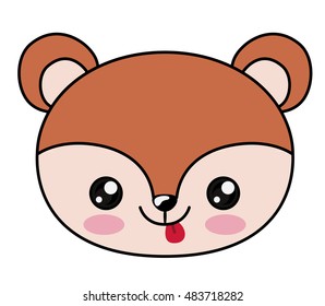 Squirrel with kawaii face icon. Cute animal cartoon and character theme. Isolated design. Vector illustration