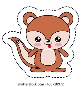 Squirrel with kawaii face icon. Cute animal cartoon and character theme. Isolated design. Vector illustration