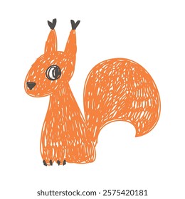 Squirrel as Kids Doodle Simple Hand Drawn Element Vector Illustration