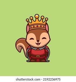 Squirrel King Cute Creative Kawaii Cartoon Mascot Logo