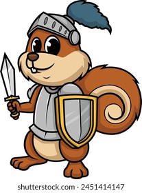 Ardilla caballero en Ilustración vectorial de armadura