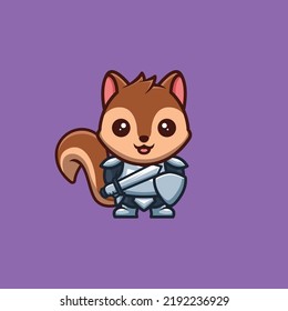 Eichhörnchen Knight Cute Creative Kawaii Cartoon Mascot Logo