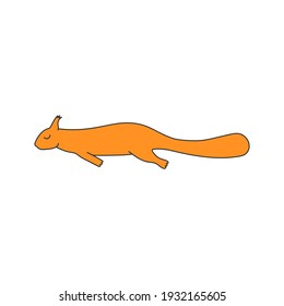 Squirrel lies sleeping relaxation stretched out paws cute character simple flat pet vector illustration.