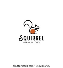 Squirrel line art logo retro vintage vector illustration