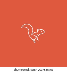 Squirrel Line Art. Simple Minimalist Logo Design Inspiration. Vector Illustration.