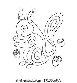 Squirrel Line Art vector illustration, Abstract Minimalist Wall Art