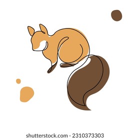 Squirrel Line Art Vector. Squirrel Illustration for  Wall art Print