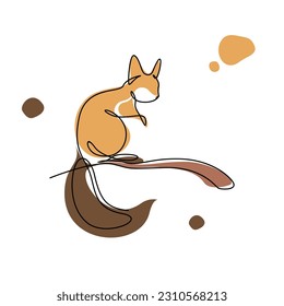 Squirrel Line Art Vector. Squirrel Illustration for  Wall art Print