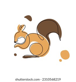 Vector de arte de la línea de ardilla. Ilustración de ardilla para la impresión de arte de pared