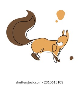Squirrel Line Art Vector. Squirrel Illustration for  Wall art Print