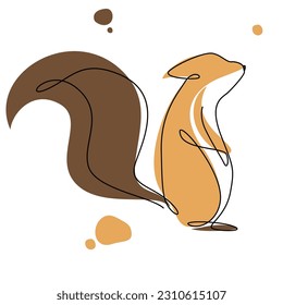 Squirrel Line Art Vector. Squirrel Illustration for  Wall art Print