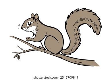 Ilustración vectorial de arte de línea de ardilla
