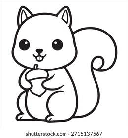 Ardilla línea dibujo arte para colorear diseño de página